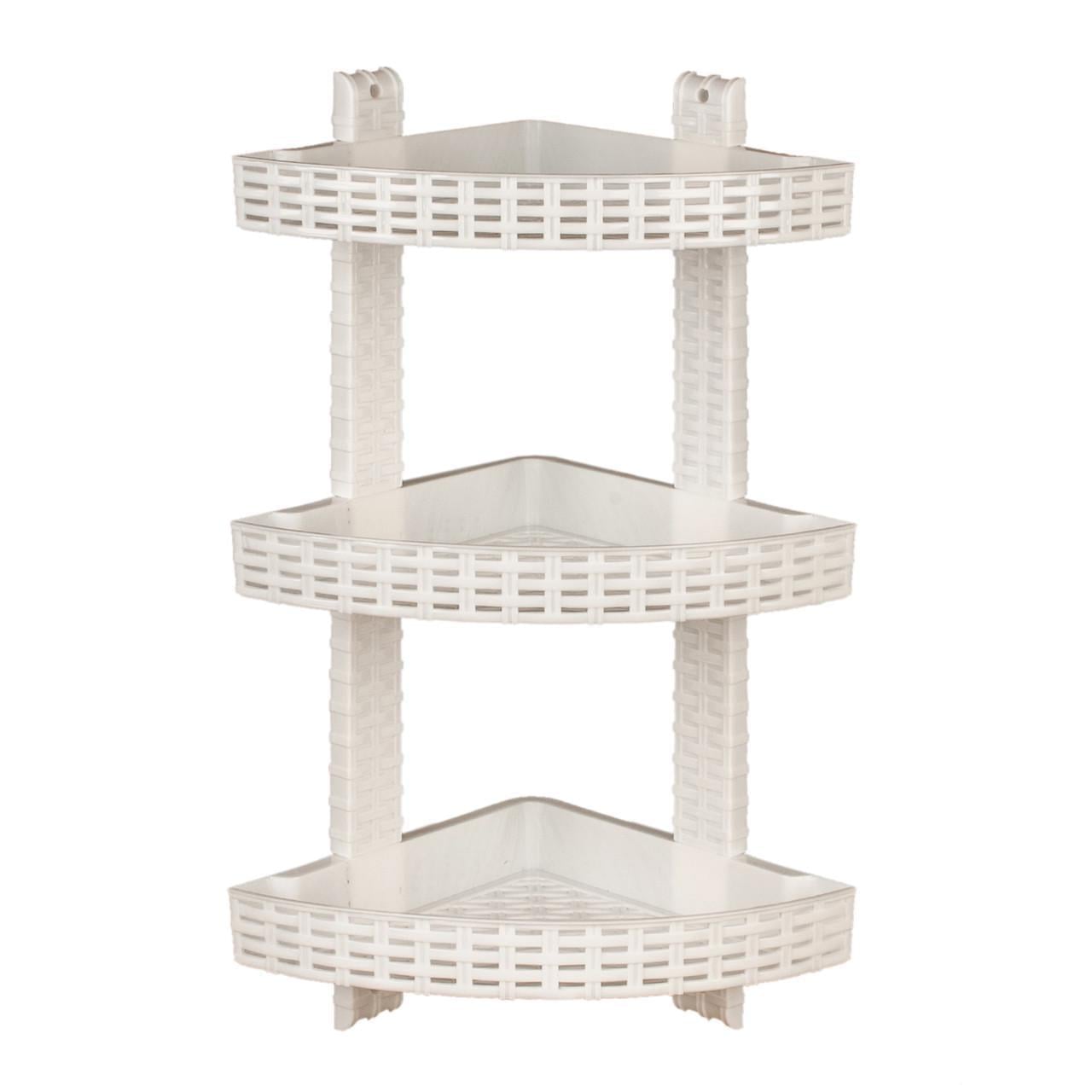 Полка угловая 3-ярусная R-Plastic Ротанг для ванной комнаты (12300/white)