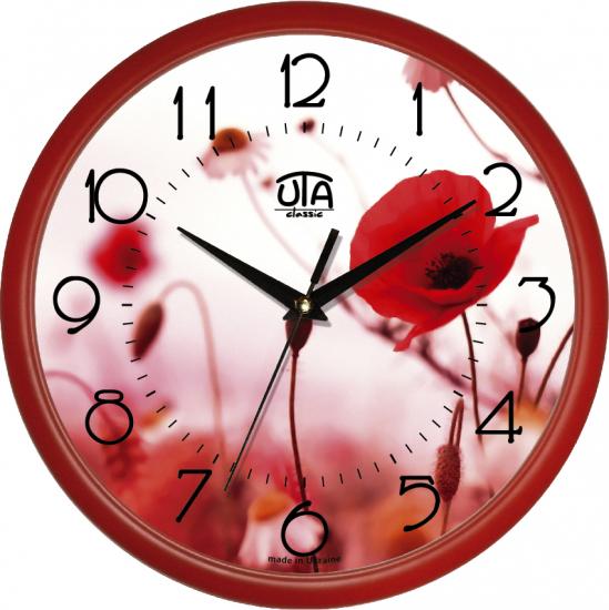 Часы настенные Uta Classic Маки 30х30 см Red (118502)