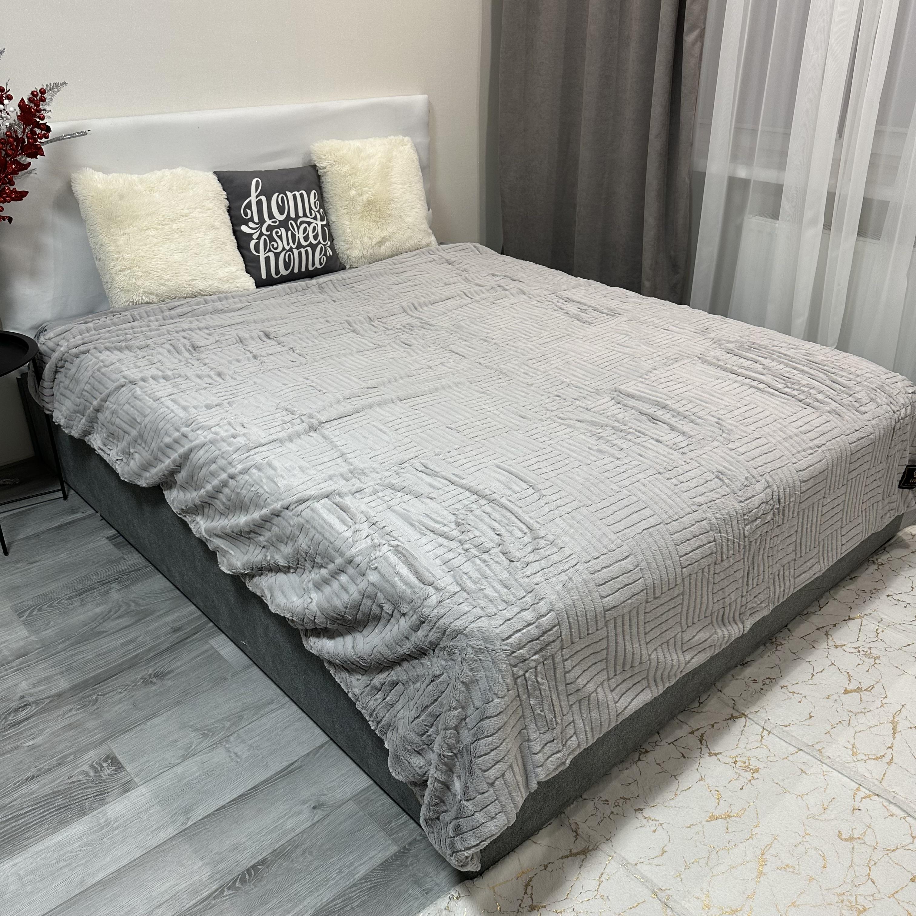 Покрывало микрофибра велюр 200х230 см Серый (30111402) - фото 1