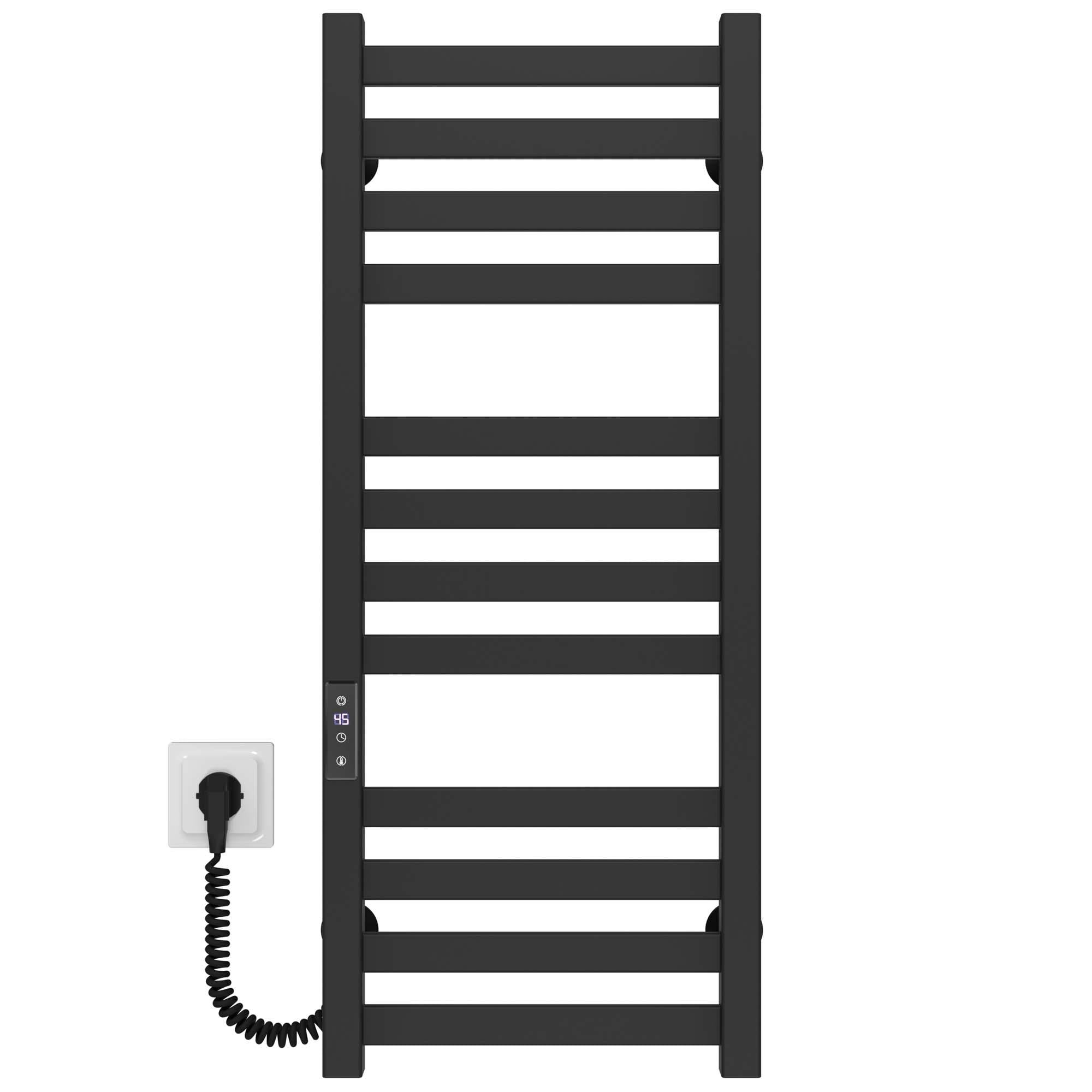 Полотенцесушитель электрический Deffi Magnus П12 JD04 левое подключение нержавеющая сталь 200х800 мм Черный (A.MA.80.20.12.E.B.L.2)