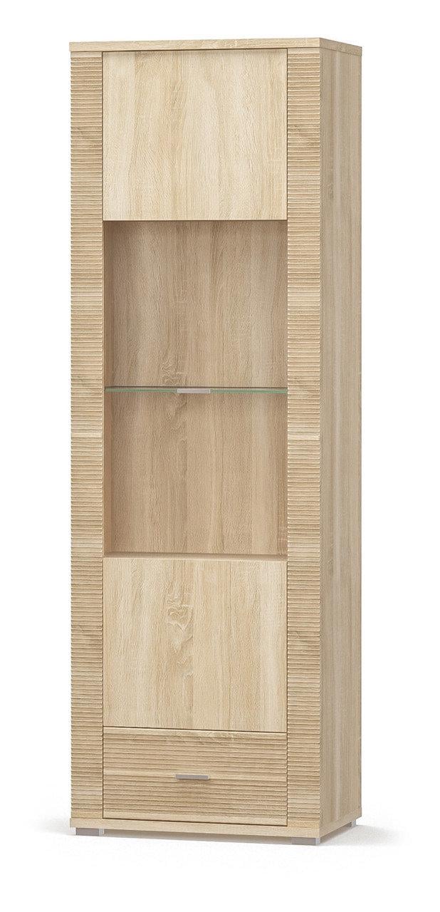 Витрина распашная Гресс 1В1Ш/630x400x1920 из ДСП цвет Дуб самоа Мебель Сервис