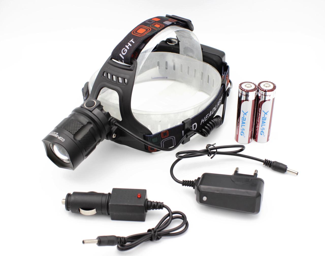 Налобный аккумуляторный фонарь Bailong BL-T32-P50 LED Zoom (t5148)