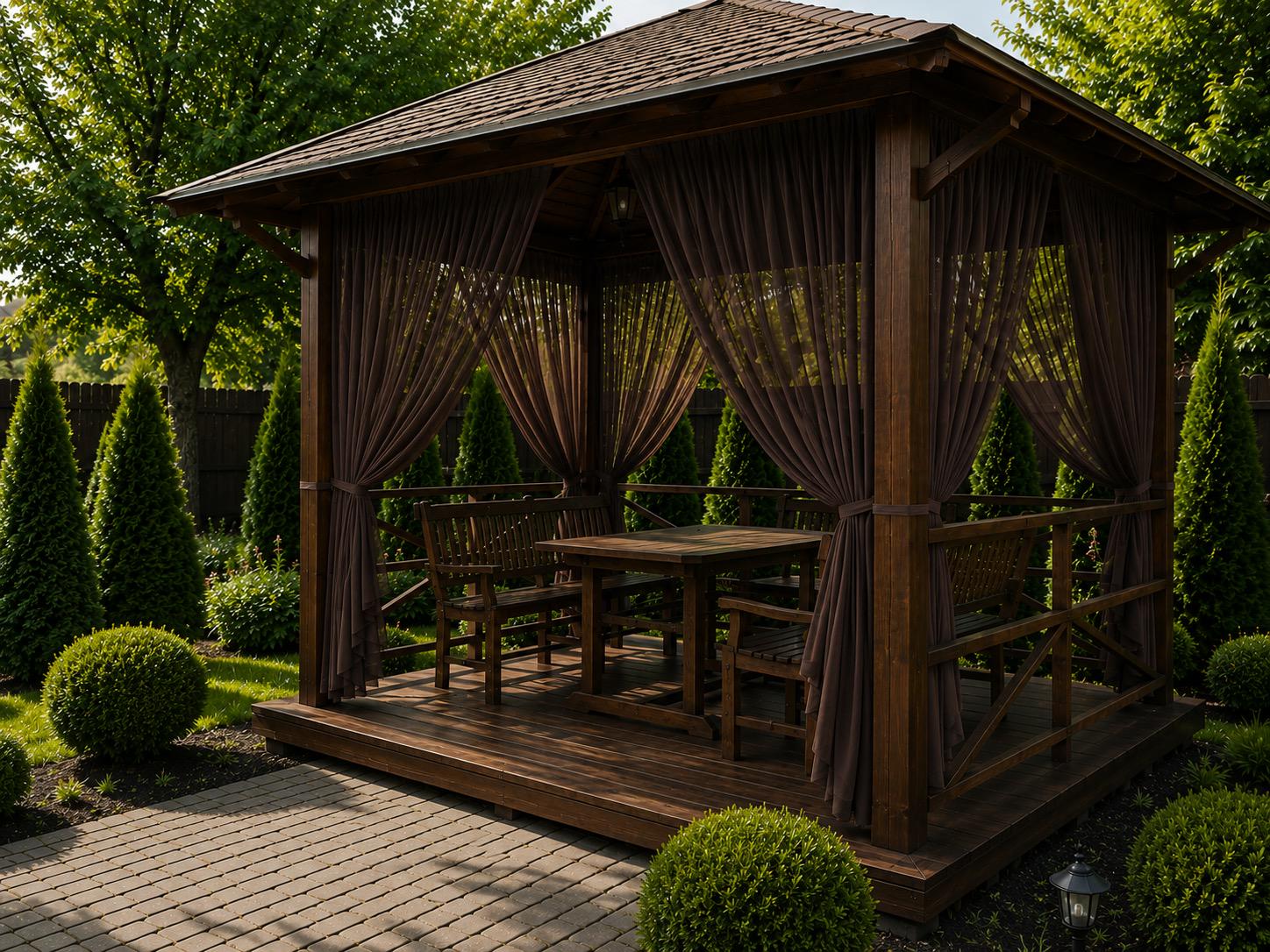 Тюль для беседки/террасы из шифона 2х2,5 м. Венге (7048т 2х2,5м)
