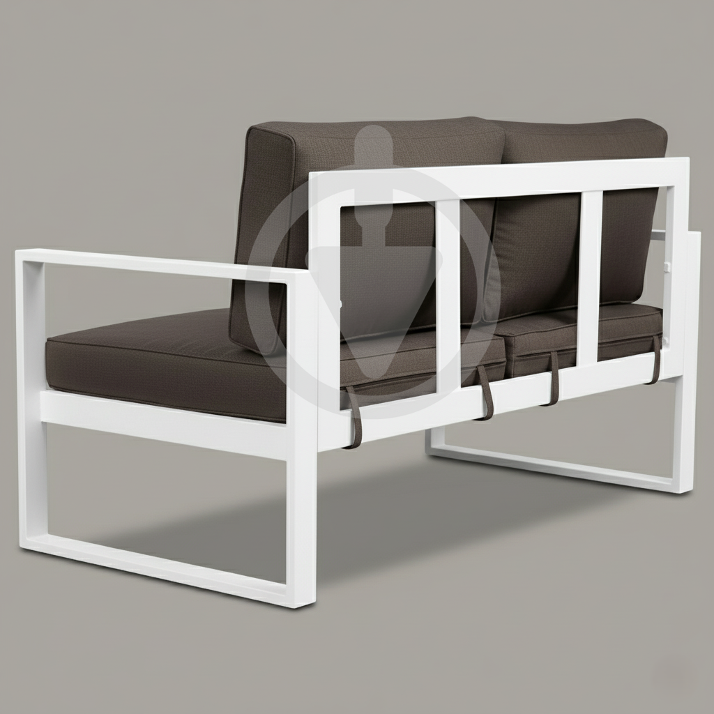 Диван металевий AVVS tech Бостон вуличний лофт з підлокітниками оксфорд 160 см Коричневий/Білий (30067114) - фото 3