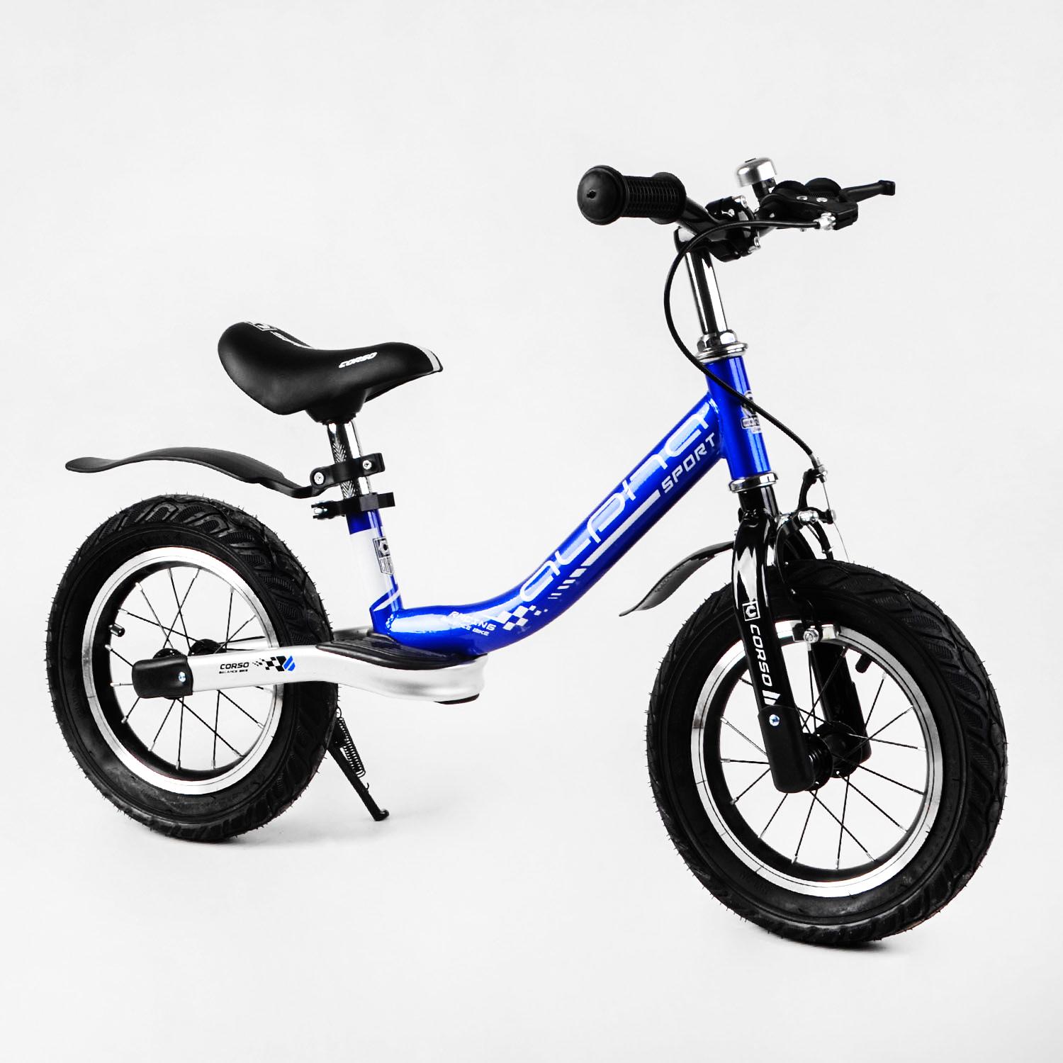 Беговел Corso Alpha Sport (стальная рама, надувные колеса 12"). Dark blue - 114166