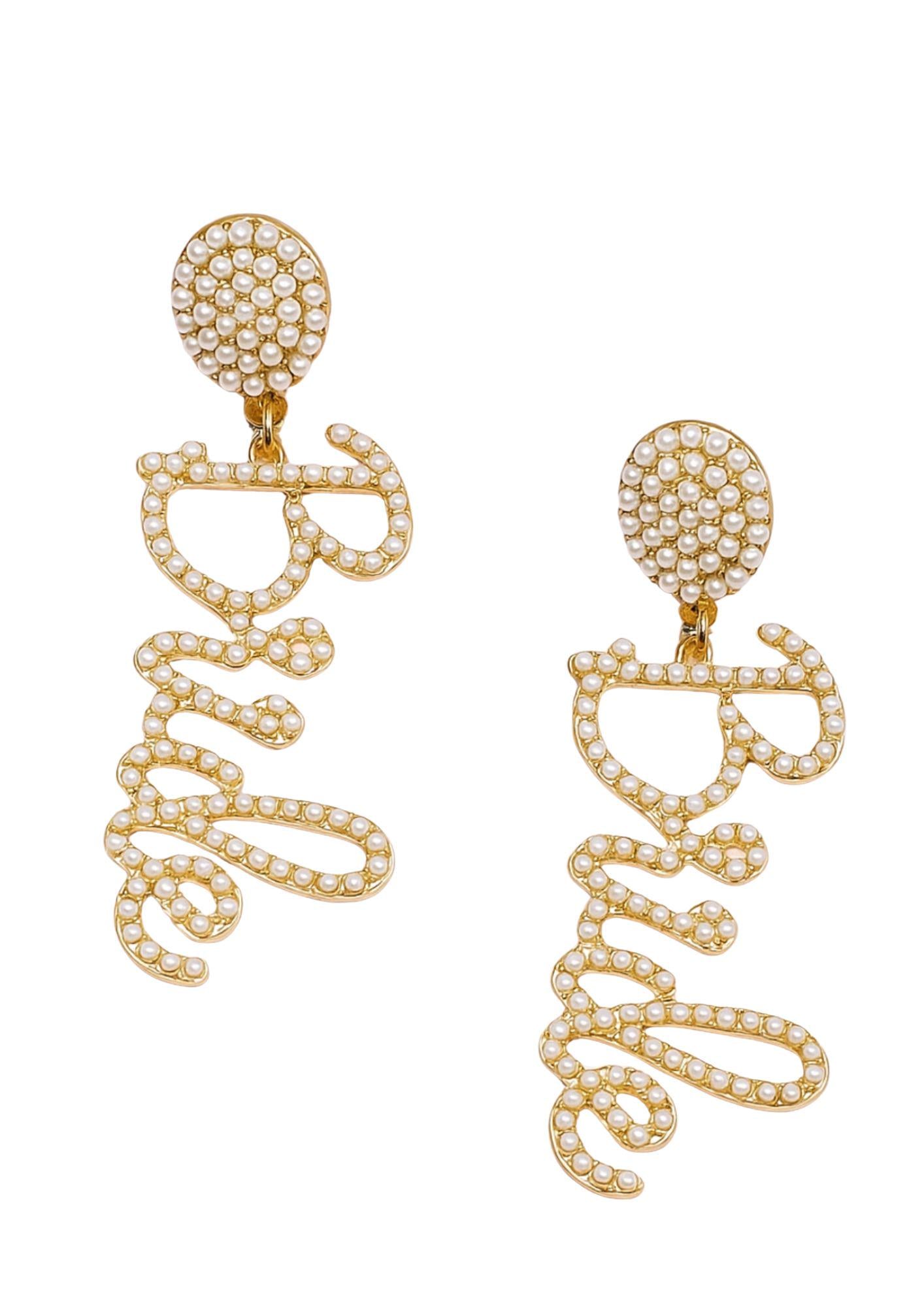 Серьги для невесты на девичник Bride с жемчужинами (84)