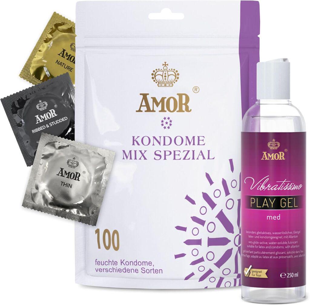 Презервативы и лубрикант Amor Set Mix Condom 100 шт. с гелем Vibratissimo Play Gel Med 250 мл (8115070219) Презервативы и лубрикант Amor Set Mix Condom 100 шт. с гелем Vibratissimo Play Gel Med 250 мл (8115070219)