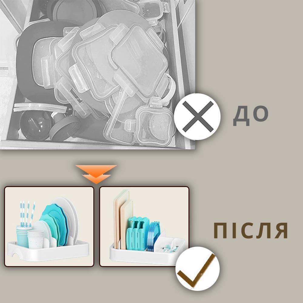 Кухонна підставка-органайзер-тримач для кришок, мисок, виделок, ложок (20633087) - фото 2