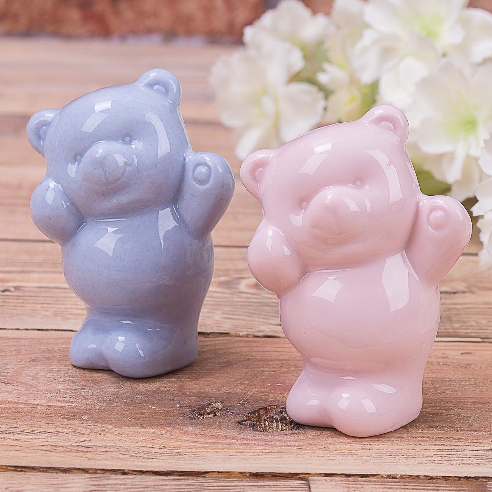 Статуэтка Мишка передает привет 2 шт. Розовый/Синий (4396)
