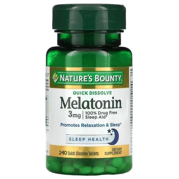 Мелатонин для сна Nature's Bounty MelatoninQuick Dissolve 3 мг 240 табл. (000021687) Мелатонин для сна Nature's Bounty MelatoninQuick Dissolve 3 мг 240 табл. (000021687)