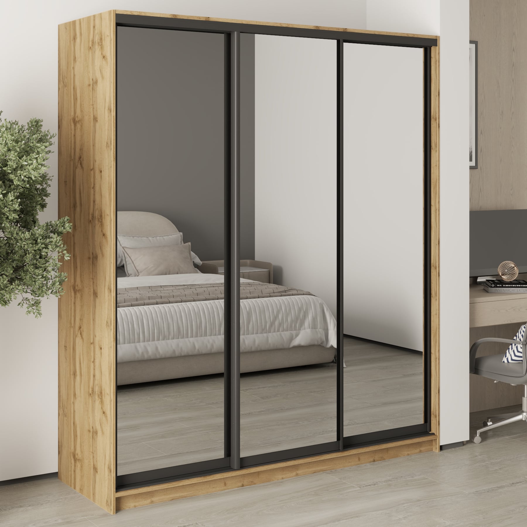 Шкаф-купе трехдверный Mebel Star Стандарт BG MBS-8532 180х45х210 см Дуб тахо (1007943)