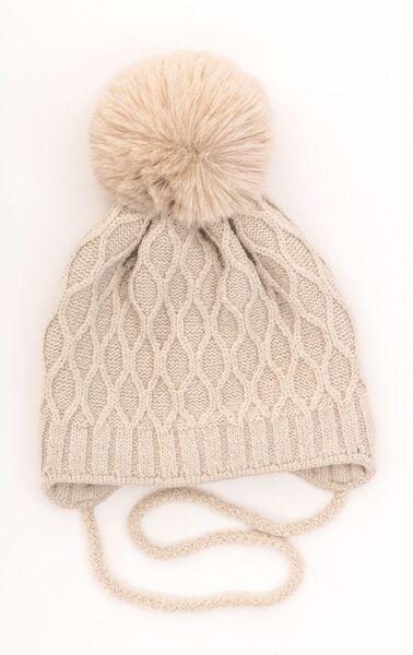 Шапка дитяча для дівчаток Ліна D885 фліс 44-48 см Бежевий