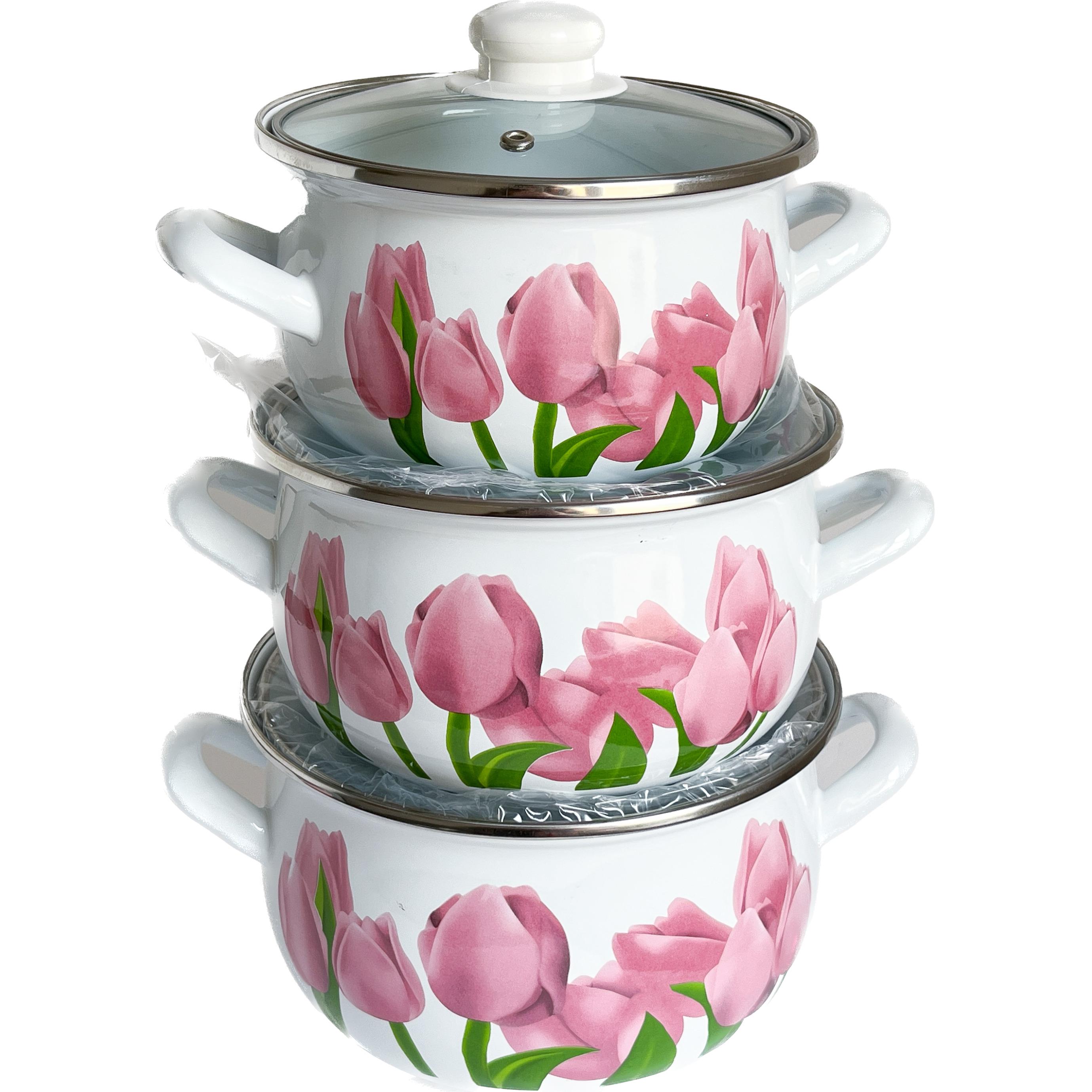 Набір каструль Interos Тюльпани 3 предмети (274930) Набір каструль Interos Тюльпани 3 предмети (274930)