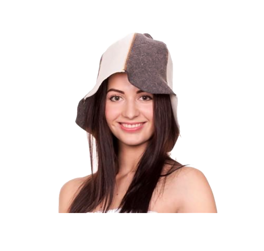 Банная шапка Luxyart "Комби" натуральный войлок Серый / белый (LA-063)