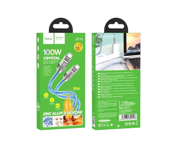 Кабель USB Hoco U113 Solid Silicone Type-C to Type-C 1 м Blue - фото 2