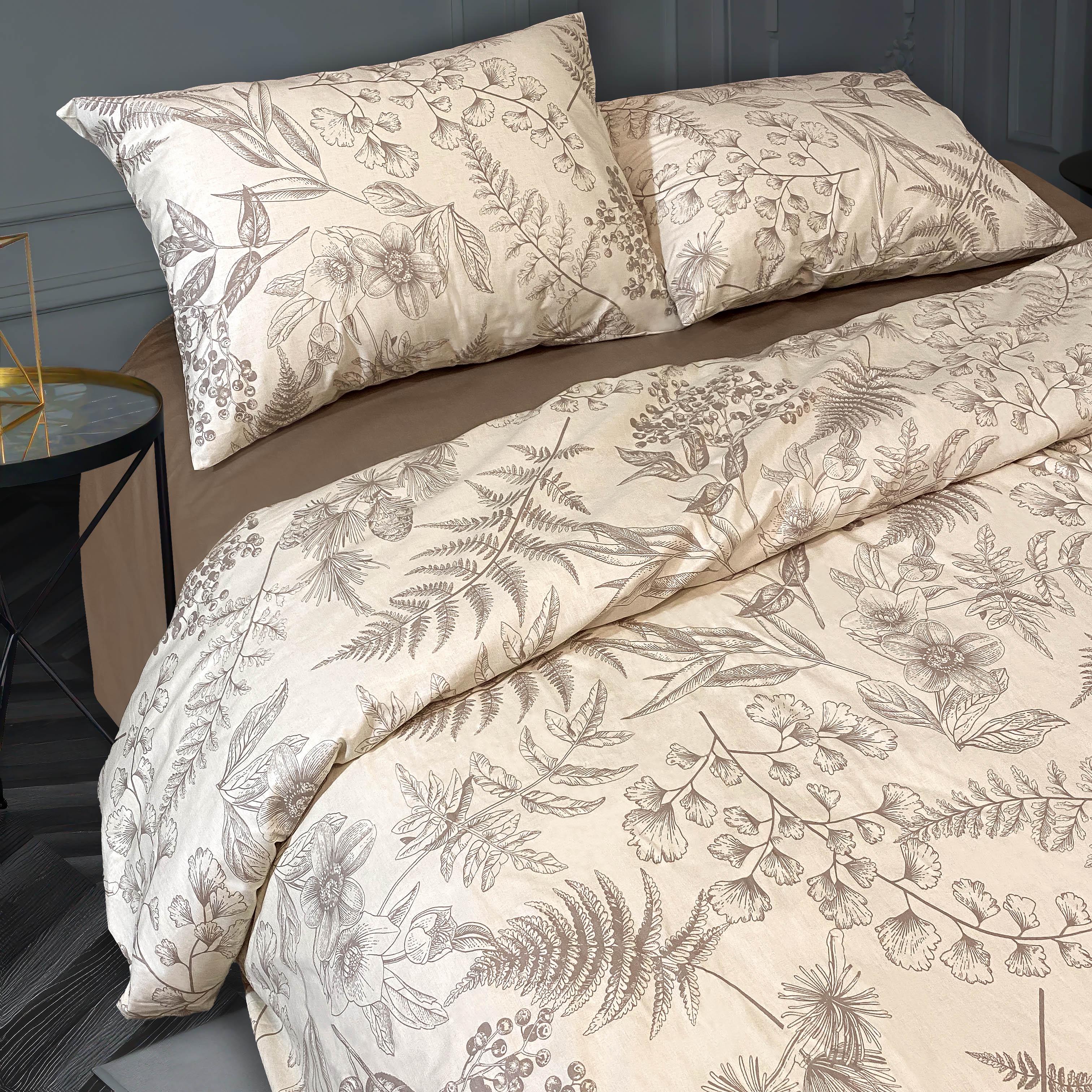 Комплект постельного белья Zastelli Лесная симфония 2007/17-1319 AMPHORA сатин евро 200х220 см Beige (21851)