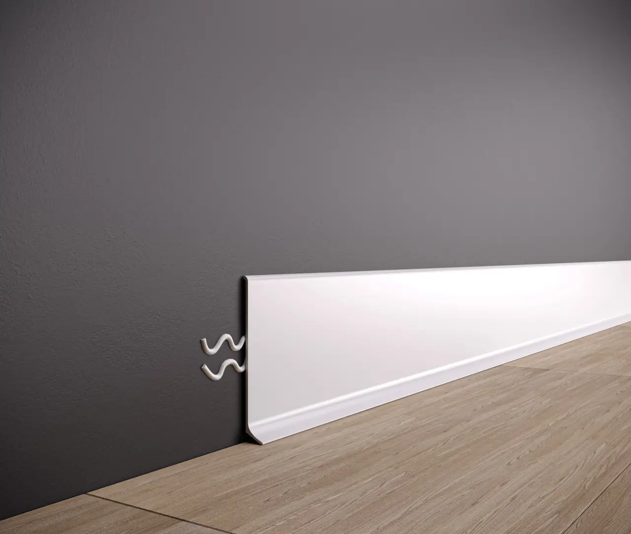 Плинтус алюминиевый накладной SVP-80W 80x11x2600 мм Белый (25550007)