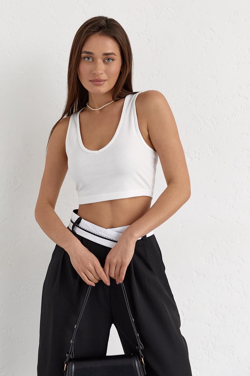Кроп-топ женский в рубчик S Белый (10692857) Кроп-топ женский в рубчик S Белый (10692857)