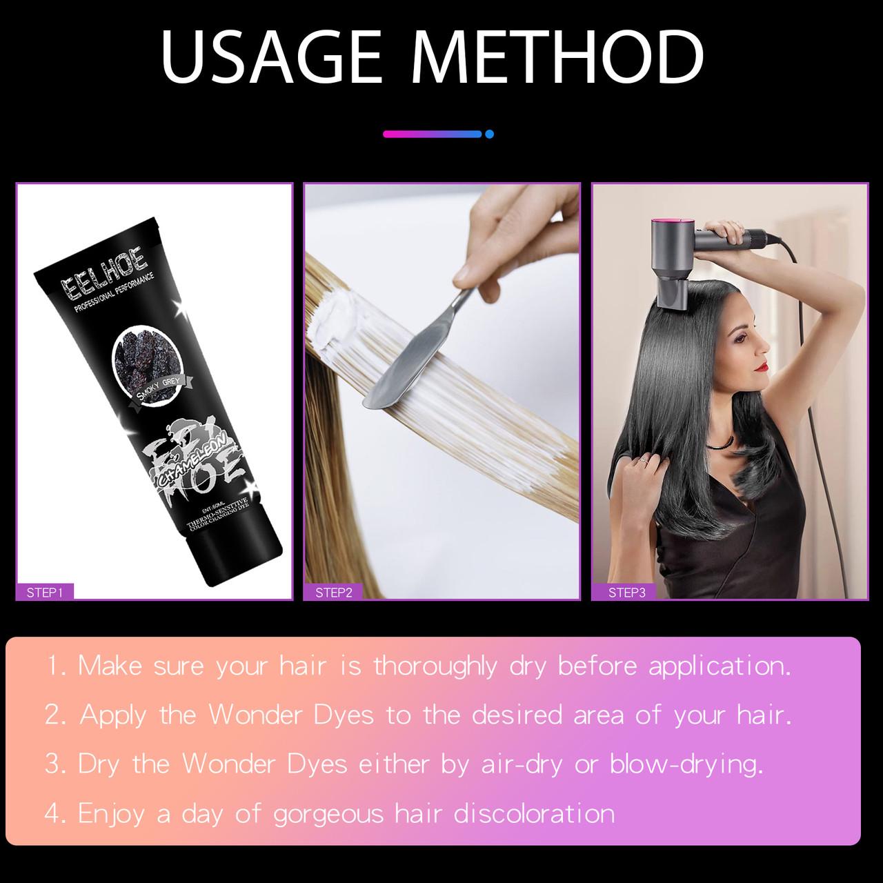 Фарба для волосся термохромна тимчасова Chameleon, що змінює колір Black/Gray - фото 8