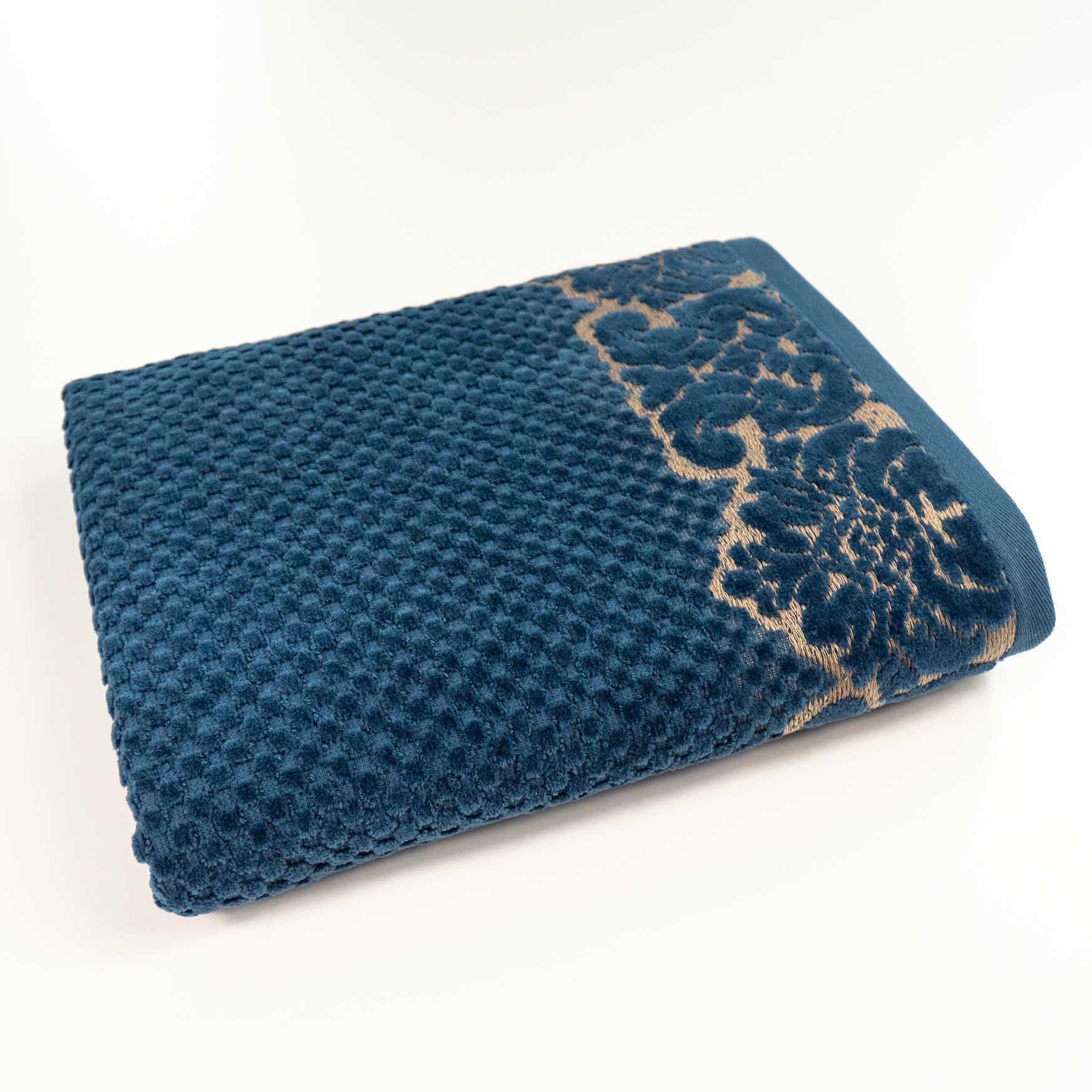 Полотенце Damask жаккардовое с велюром 50x90 см Темно-синий (550-dv-90-dblue)
