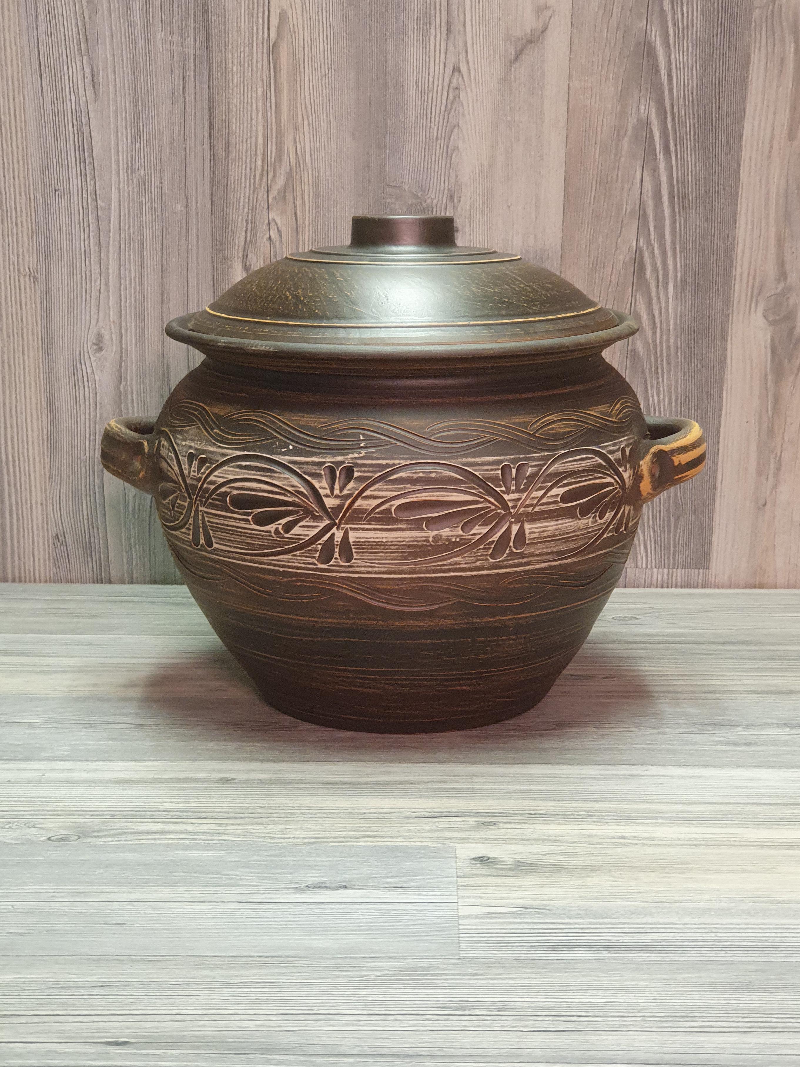 Супник с ручками из красной глины (5325)