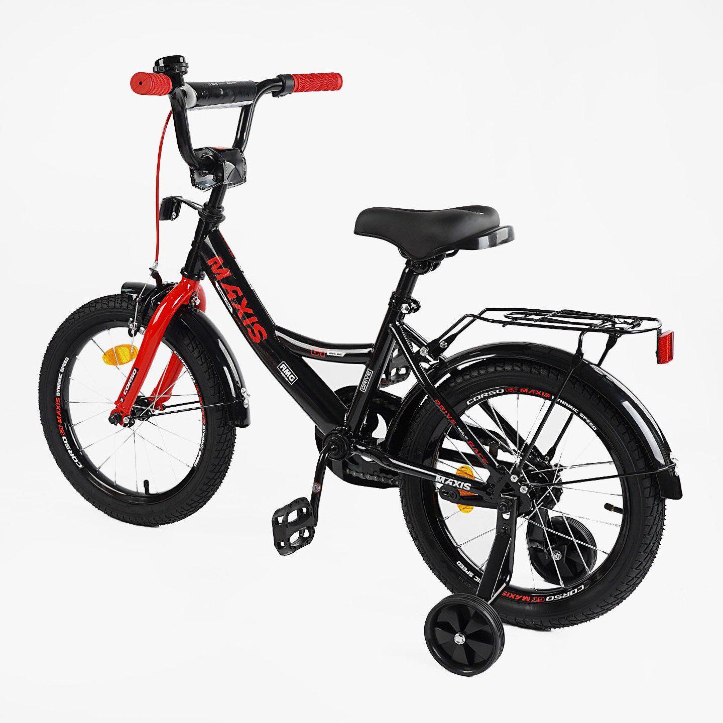 Велосипед двухколесный Corso MAXIS 16" детский c багажником Черно-красный - фото 3 Велосипед двухколесный Corso MAXIS 16" детский c багажником Черно-красный - фото 3