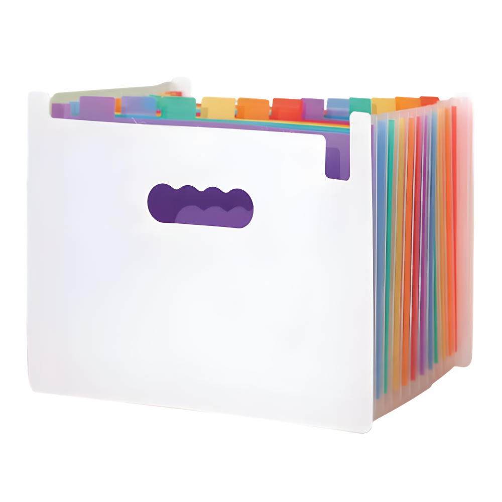 Папка для хранения документов и файлов на 12 отделений формата А4 с цветными вкладками 330x240x20 мм Белый