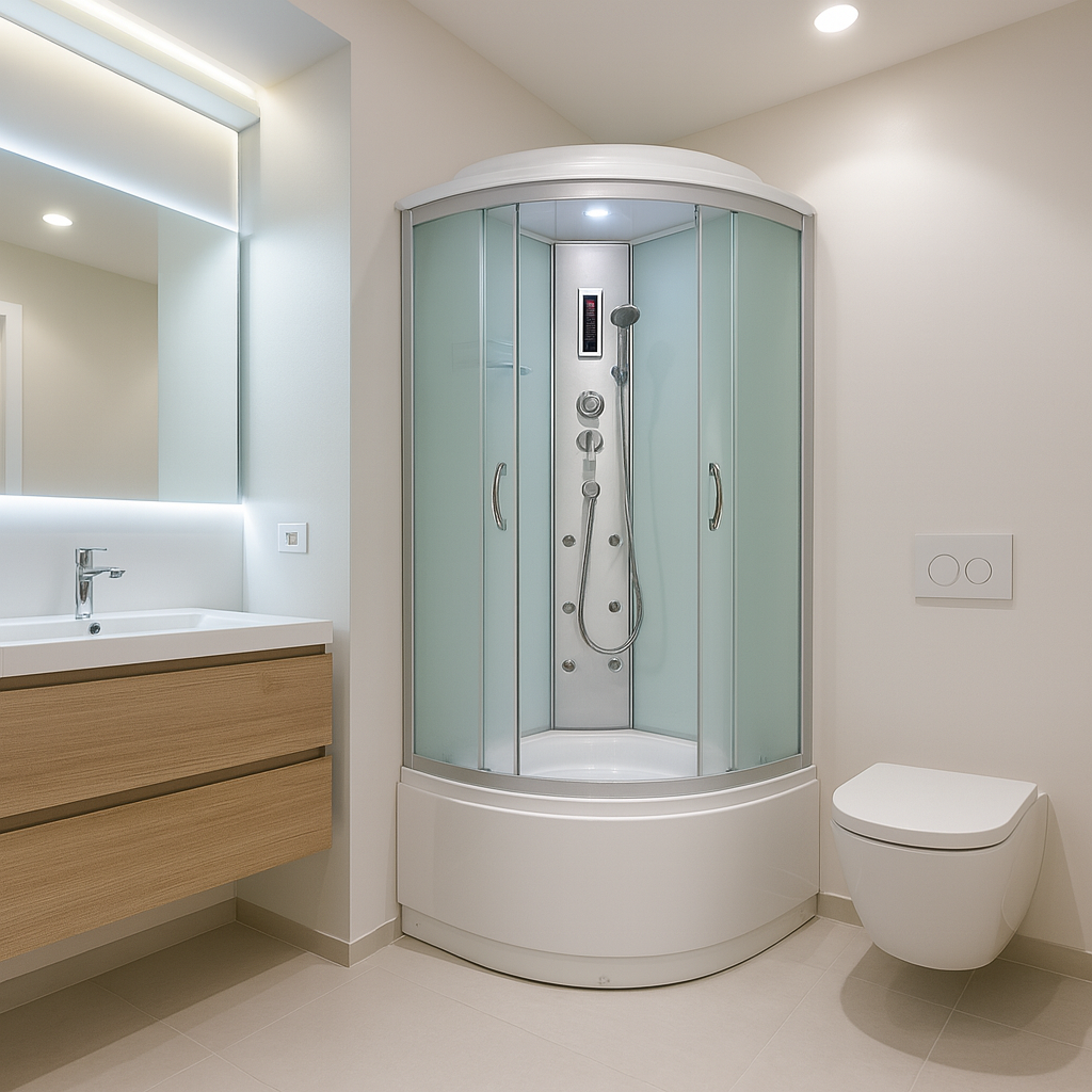 Душевой бокс закрытый KO&PO с гидромассажем и электроникой поддон 40 см 100х100х215 см (C10092)