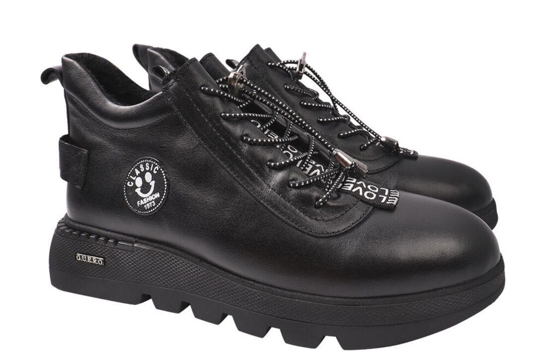 Ботинки женские Guero из кожи на шнуровку р. 39 Черный (378-20DHC)
