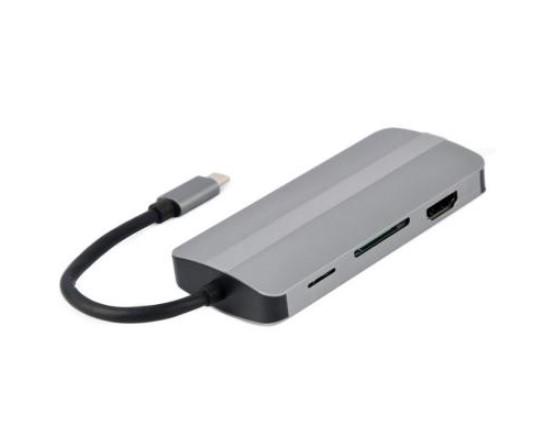 Концентратор Cablexpert USB-C 8в1 USB HUB 3,0/HDMI//VGA/PD/CR/stereo audio (A-CM-COMBO8-02)