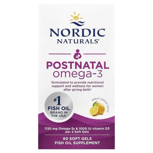 Омега-3 Nordic Naturals Postnatal Omega-3 1120 мг 60 жидких капс. Лимон (NOR-01758)