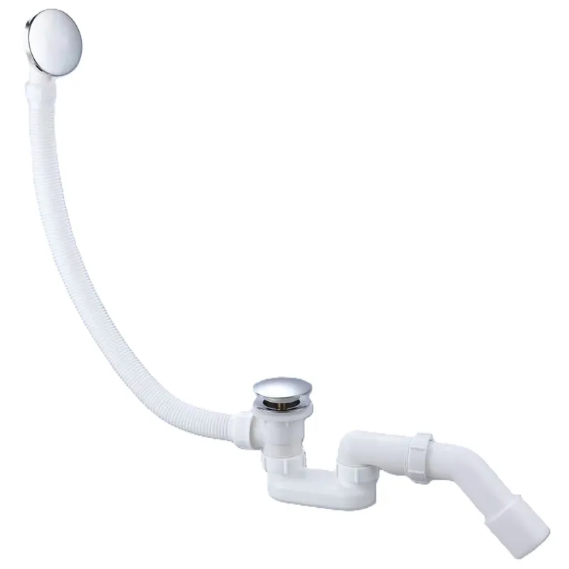 Сифон для ванны KOER BD-03-01 автоматический Click-Clack с переливом без ревизии 1 1/2" Хром (KR5441)