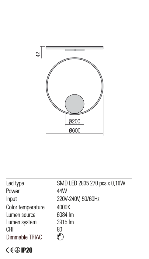 Бра Redo Orbit Ap/Pl LED 42 W 4000K D600 Indirect 4.1.2 Light Brass (01-1907) - фото 3