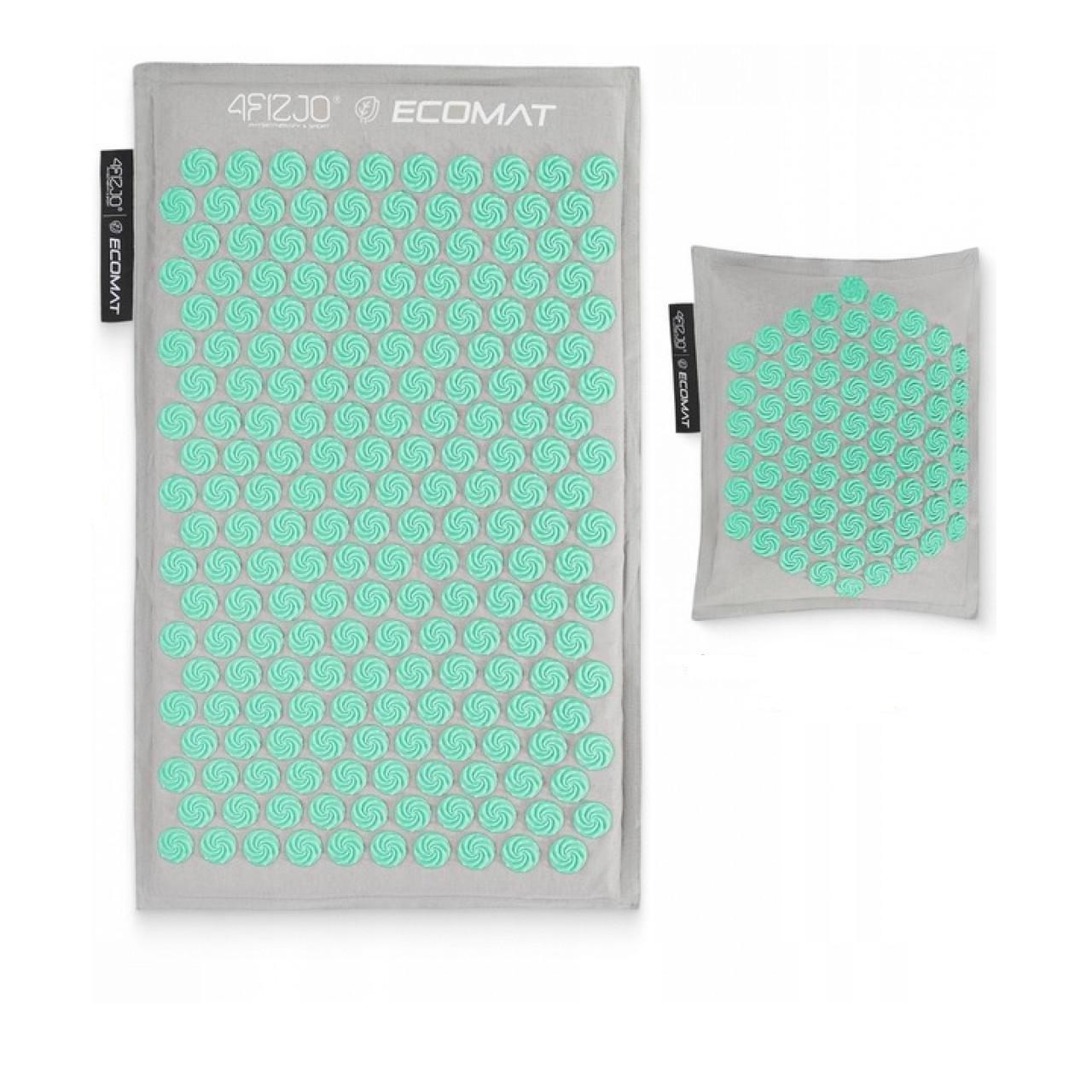 Коврик акупунктурный с подушкой 4fizjo Eco Mat аппликатор Кузнецова Grey/Mint (P-5907739312181)