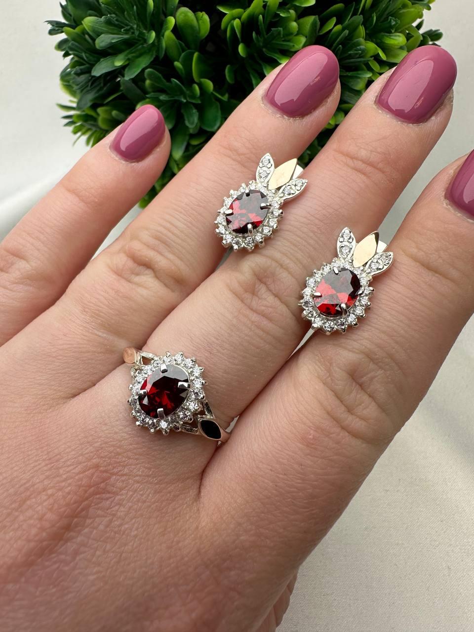 Комплект украшений кольца/серьги Саки со вставками золота 375 проба/серебро 925 проба (2554492187)