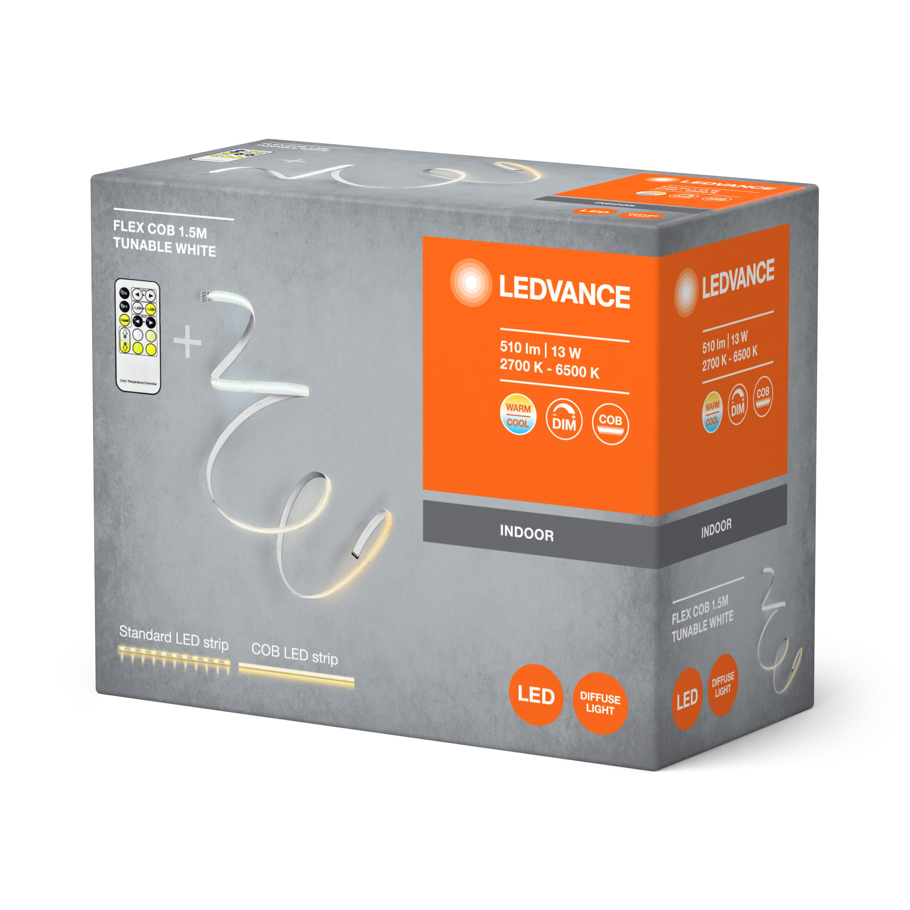 Світлодіодна стрічка Ledvance RGB з пультом та акумулятором 13W 220V 510lm 2700-6500K IP20 DIM 1500х1,8х10 мм (4099854095207) - фото 3