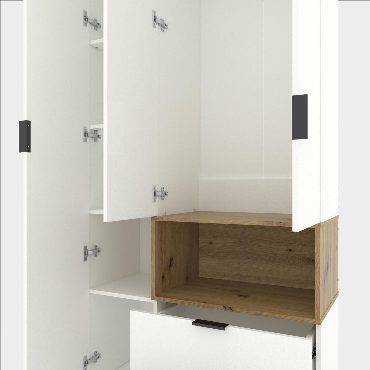 Шкаф Metkas Home A002R ЛДСП 1000x420x2300 мм Белый Снег/Дуб Артизан - фото 4 Шкаф Metkas Home A002R ЛДСП 1000x420x2300 мм Белый Снег/Дуб Артизан - фото 4