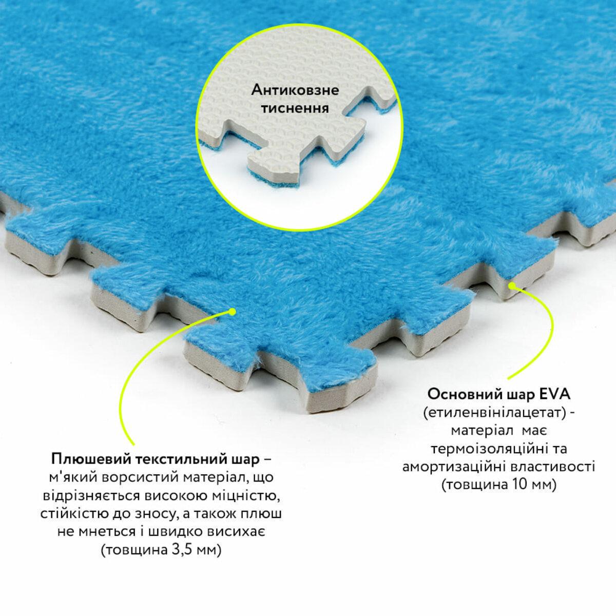 Підлога-пазл плюшевий 60х60х1 см Блакитний (D SW-00002091) - фото 3 Підлога-пазл плюшевий 60х60х1 см Блакитний (D SW-00002091) - фото 3