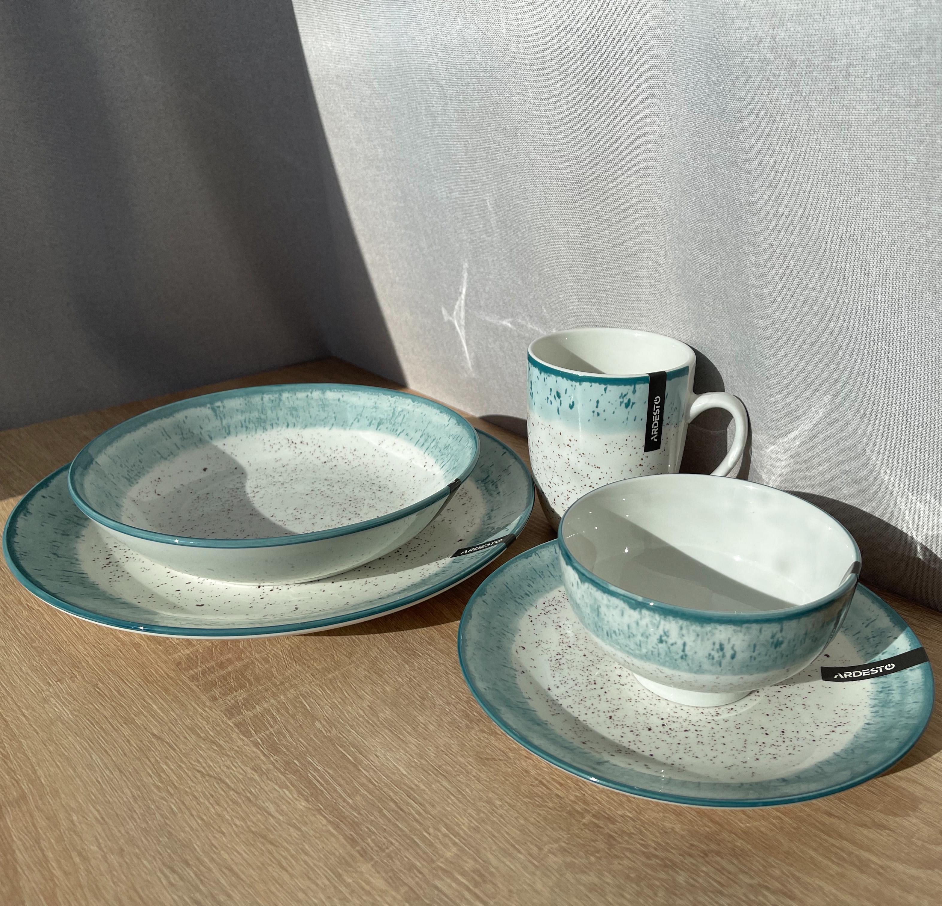 Столовий сервіз Ardesto Siena 5 предметів 1 особа порцеляна Біло-блакитний - фото 13