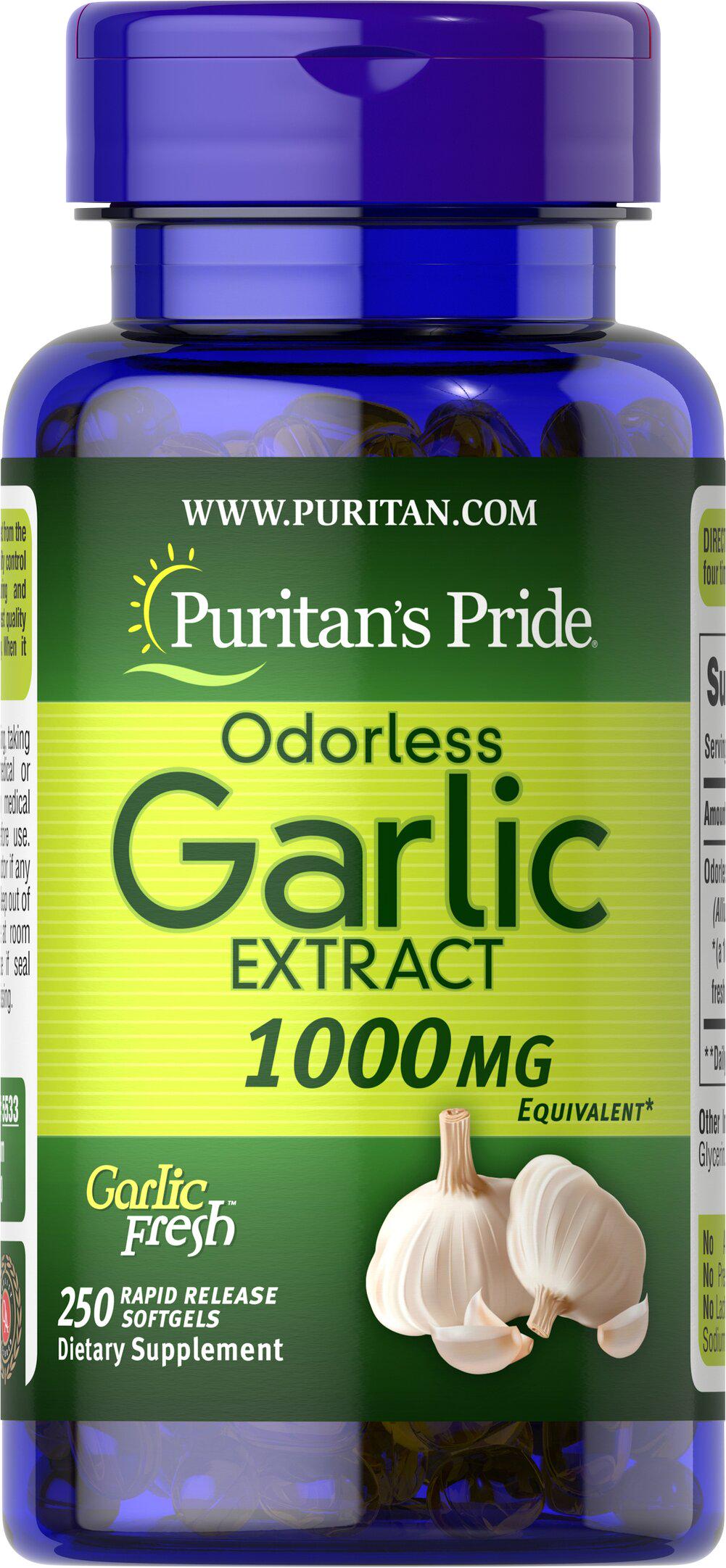 Чеснок Puritan's Pride Odorless Garlic 1000 мг 250 Softgels
