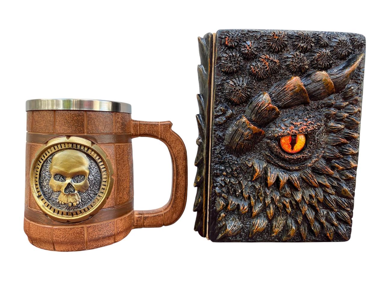 Подарунковий набір Кухоль 3D Череп Gold Rose/Блокнот 3D Жар Серця Дракона (2746592569)