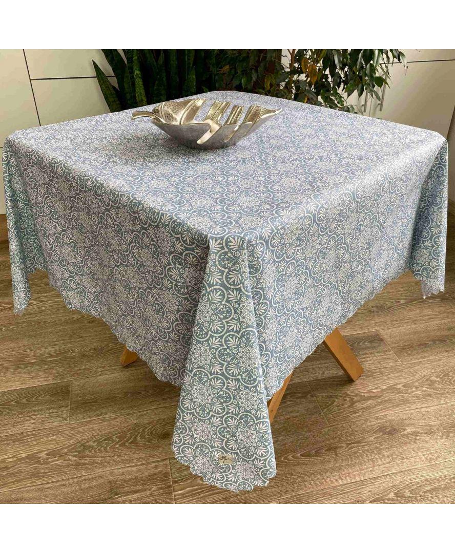 Скатерть водоотталкивающая Simfoni 180x136 Lace on blue