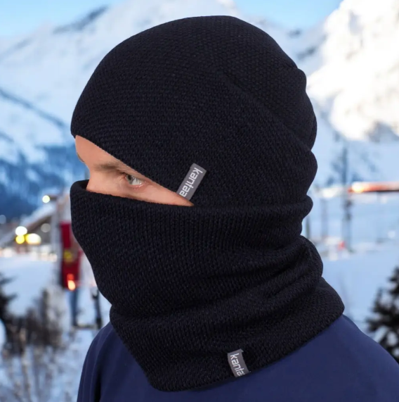 Комплект мужская шапка со снудом вязаная на флисовой подкладке Черный (29548389)