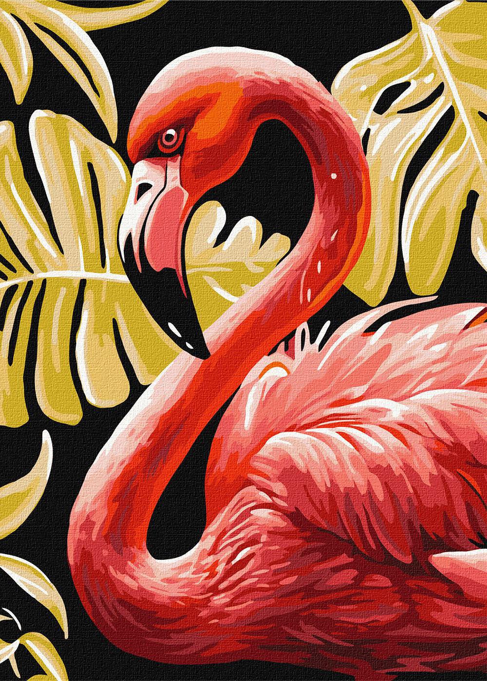 Картина по номерам Ідейка Изящный фламинго с красками металлик extra 40х50 (KHO6523)