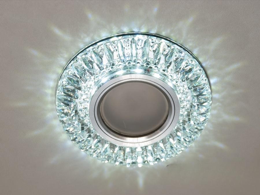 Точечный светильник Diasha с LED подсветкой и хрустальными элементами прозрачное стекло (2113B)