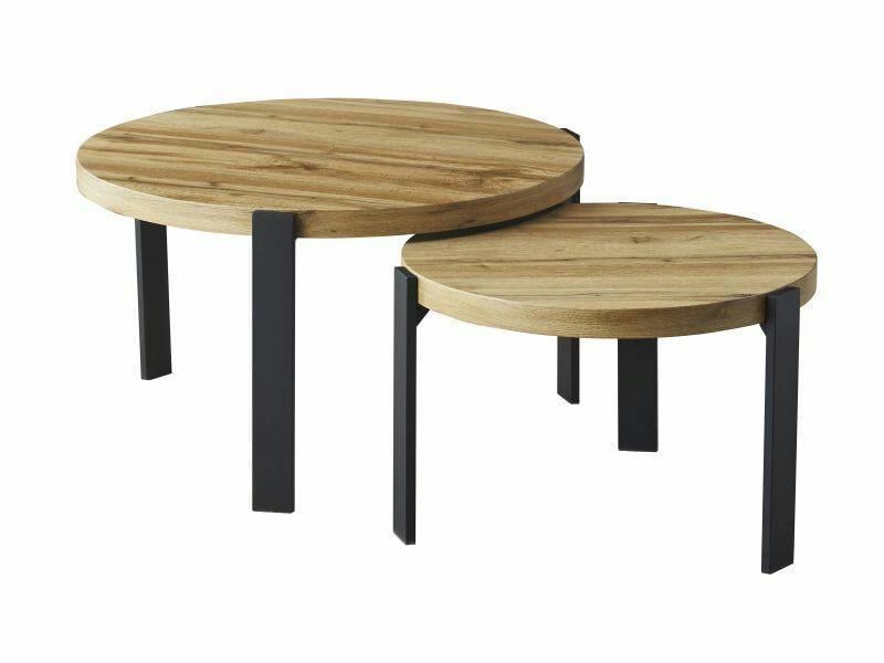 Журнальный столик Signal POLO комплект 80/60 см Дуб артизан/Черный (POLODAC)