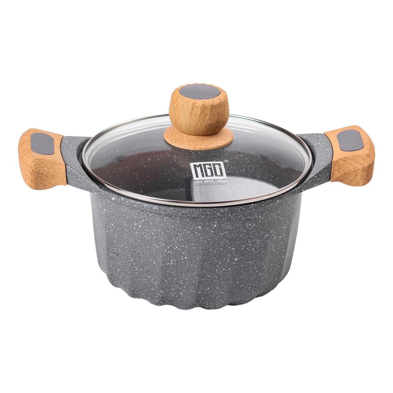 Кастрюля алюминиевая MGC HP-4-432G 3 л Ø 20 см с крышкой и мраморным антипригарным покрытием