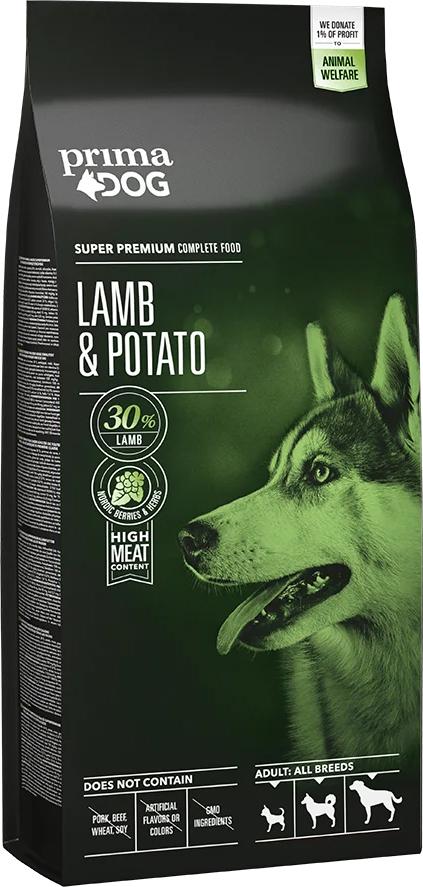 Корм сухой для собак всех пород PrimaDog Lamb&Potato for all fully-grown dogs с ягненком 12 кг (6430056887166)