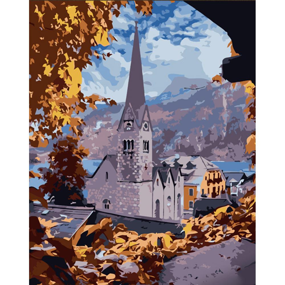 Картина за номерами Strateg Преміум Селище в Австрії з лаком 30x40 см (Str-SS6807)