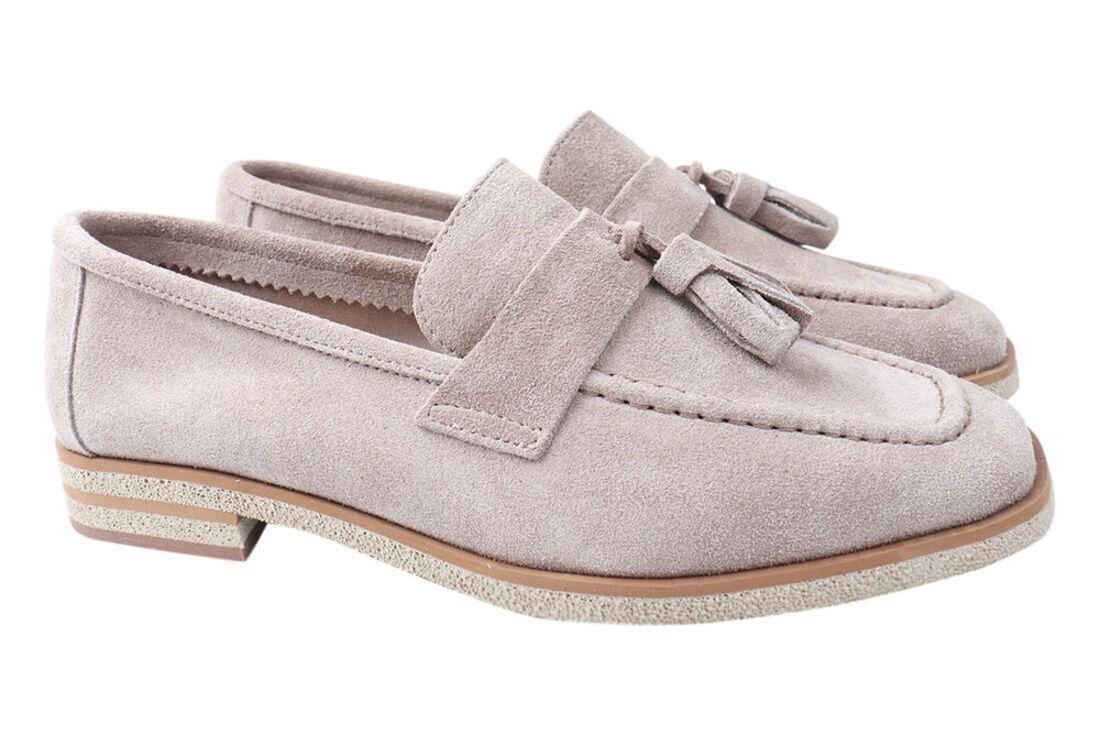 Туфли женские Aquamarin из замши на низком ходу р. 40 Бежевый (1885-21DTC)